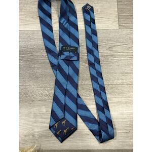 Ted Baker London Navy Blue Diagonal Striped Silk Tie